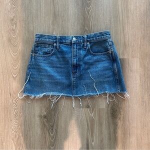 Madewell Blue Frayed Denim Mini Skirt